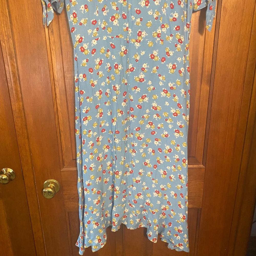 Anthropologie Faithfull The Brand Erin Floral Midi Dress Jasmin Blue Floral 6/M - Picture 13 of 14